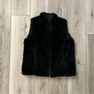 Vintage Ralph Lauren Faux Fur Vest Womens Petite Small PS Full Zip Made In USA